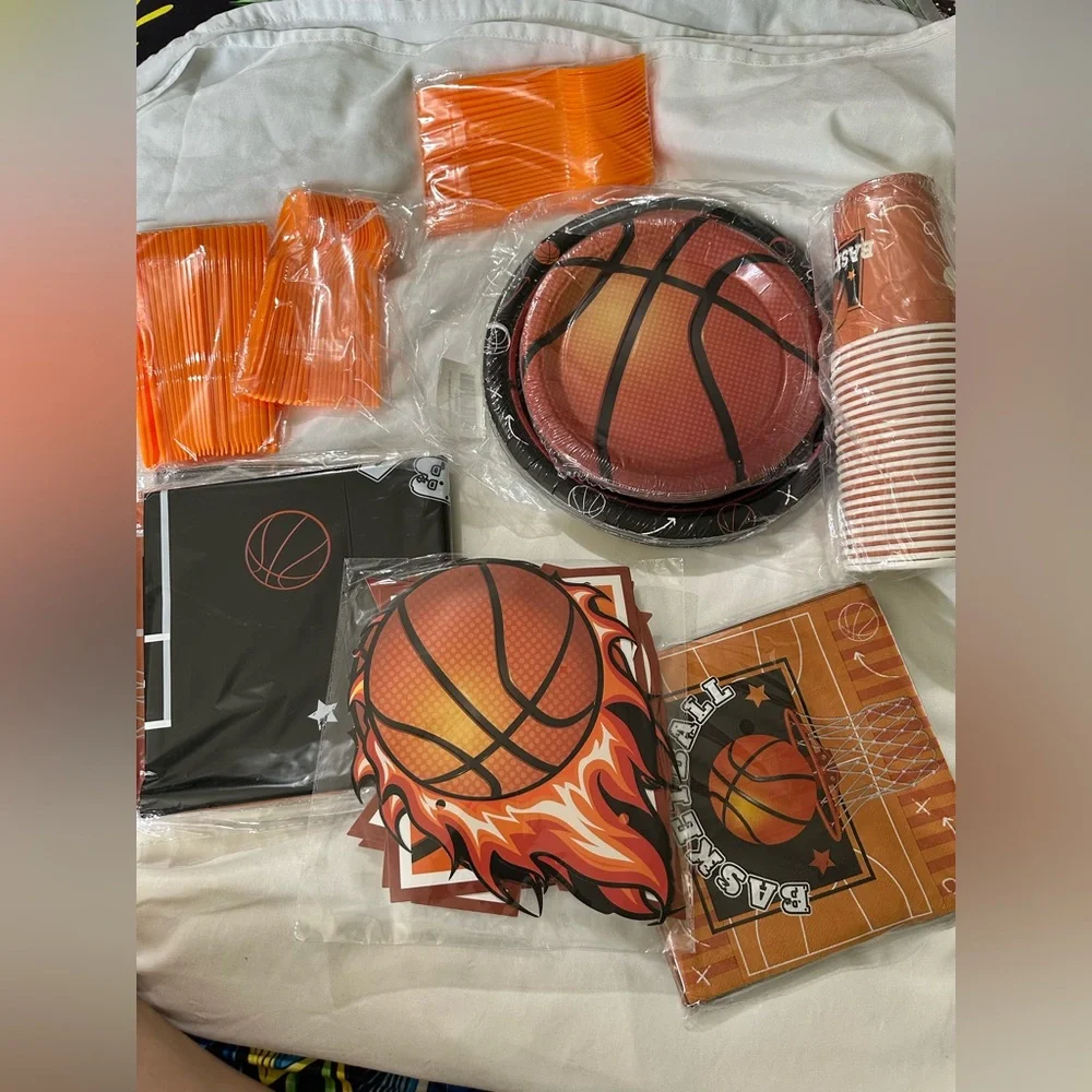 Basketball Party Tableware Set - Orange